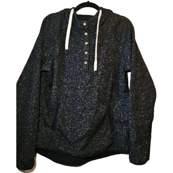 Thread & Supply Women’s Quarter Button Up Black/Gray Pockets Hoodie - XLarge - Picture 2 of 10